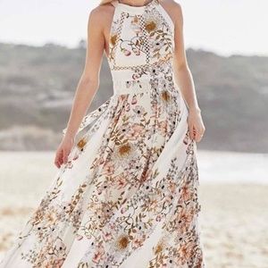 NWT LF Jaase Boho Floral Open Back Maxi Dress